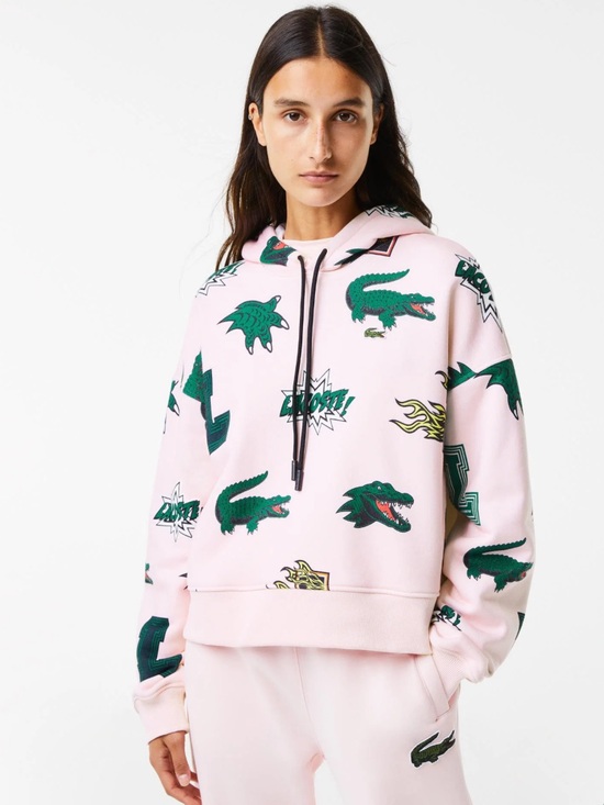 Lacoste Tops - Women's Holiday Oversized Fit Hooded Fleece Sweatshirt